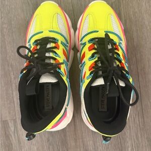 Steve Madden Bright Yellow Sneakers with Blue and Pink Accents